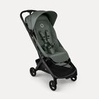 Bugaboo Butterfly 2 Plus travel stroller black base, forest green fabrics, forest green sun canopy