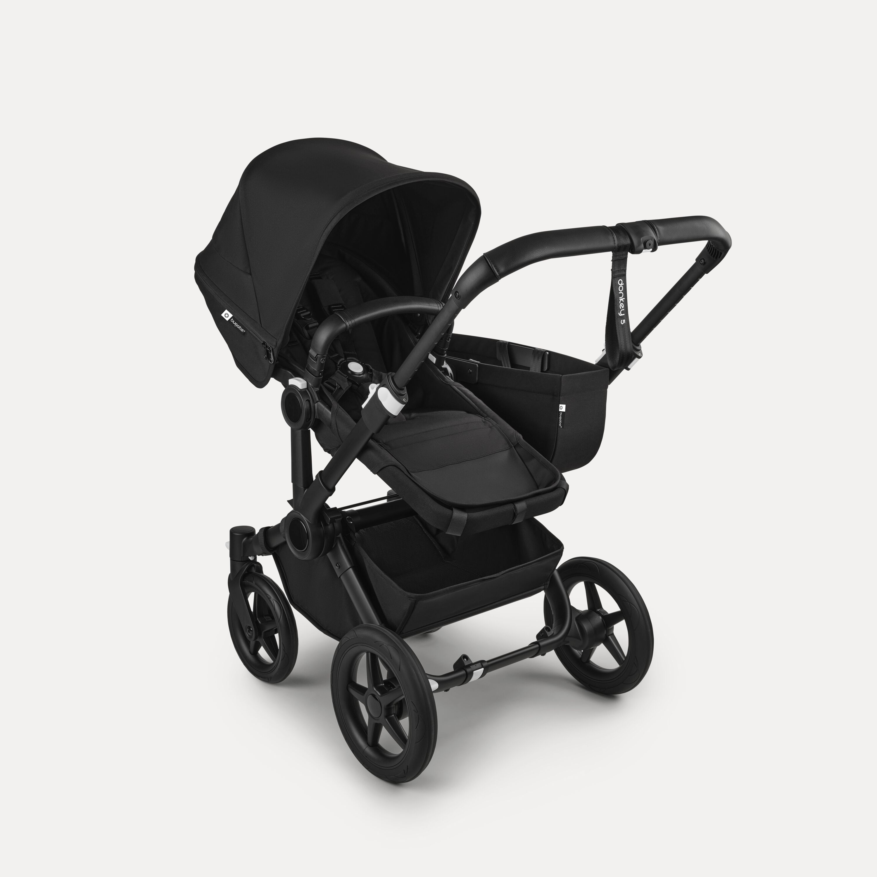 PP Bugaboo Donkey 5 Mono bassinet and seat stroller black base, midnight black fabrics, midnight black sun canopy - Main Modal Image Slide 2 of 4