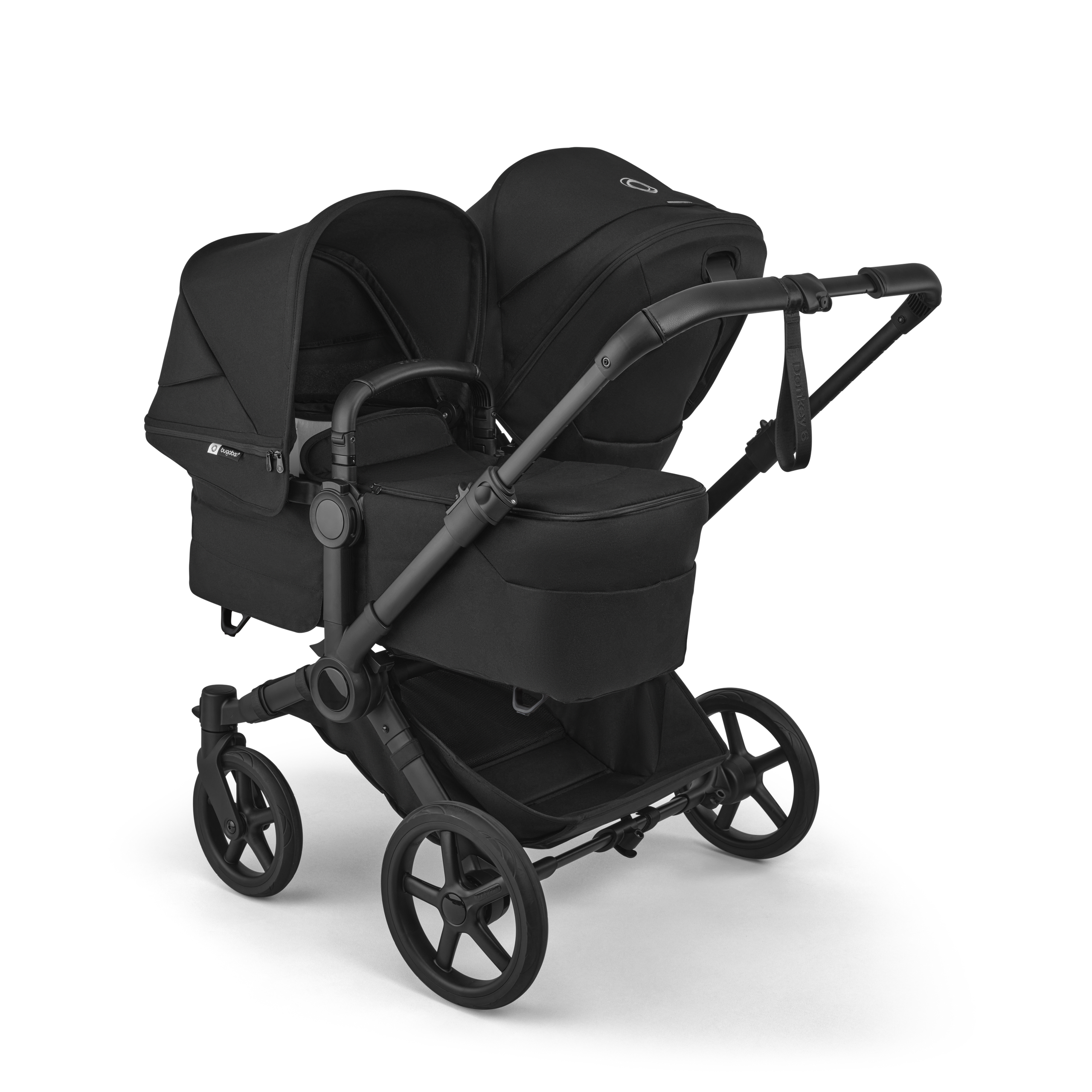 Bugaboo Donkey 6 double stroller black base, heritage black fabrics, heritage black sun canopy - Thumbnail Slide 2 of 9