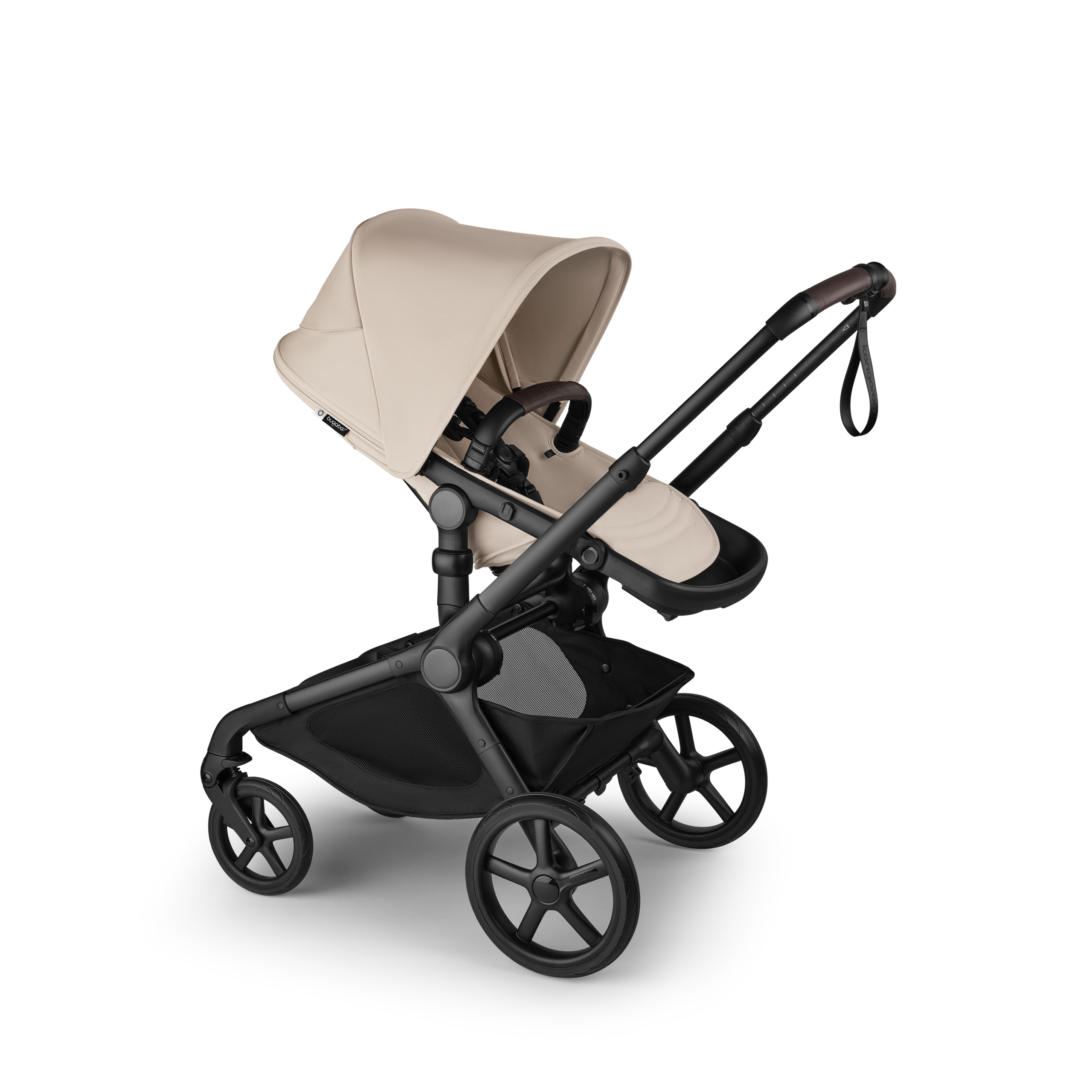 Bugaboo Kangaroo seat-only stroller black base, desert taupe fabrics, desert taupe sun canopy - Thumbnail Slide 2 of 3