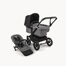 Bugaboo Donkey 5 Mono 2-in-1 stroller black base, grey mélange fabrics, midnight black sun canopy