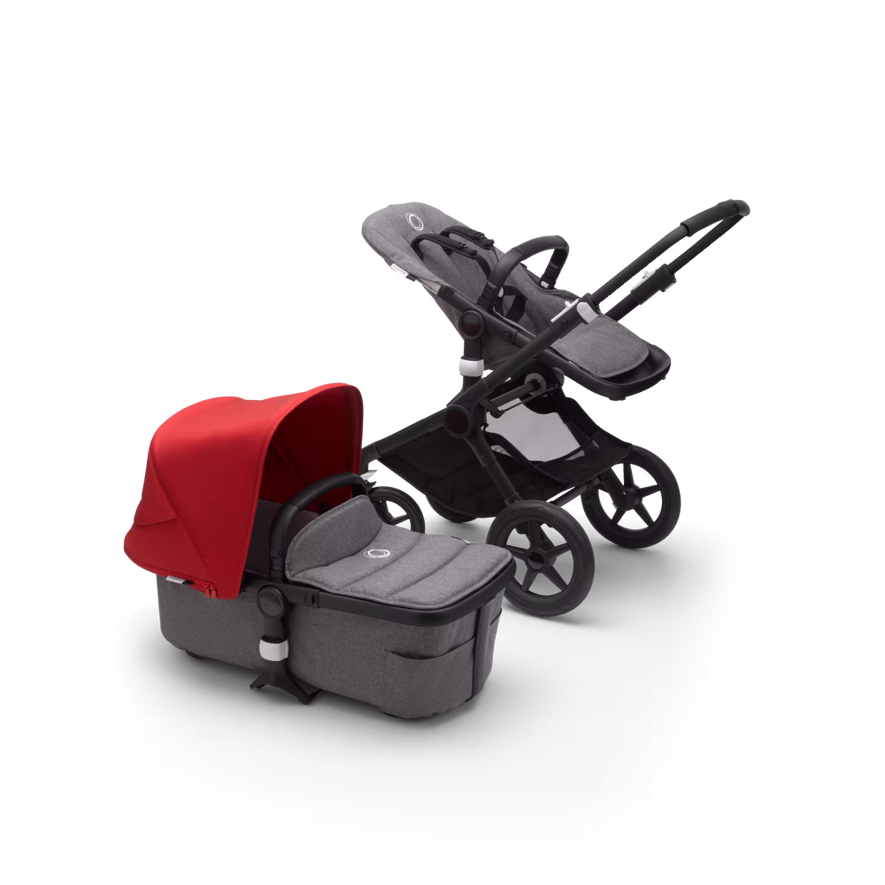 Fox 2 Seat and Bassinet Stroller Red sun canopy, Grey Melange style set, Black chassis - Main Modal Image Slide 8 of 8