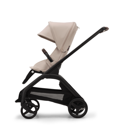 Bugaboo Dragonfly bassinet and seat stroller black base, desert taupe fabrics, desert taupe sun canopy - view 2