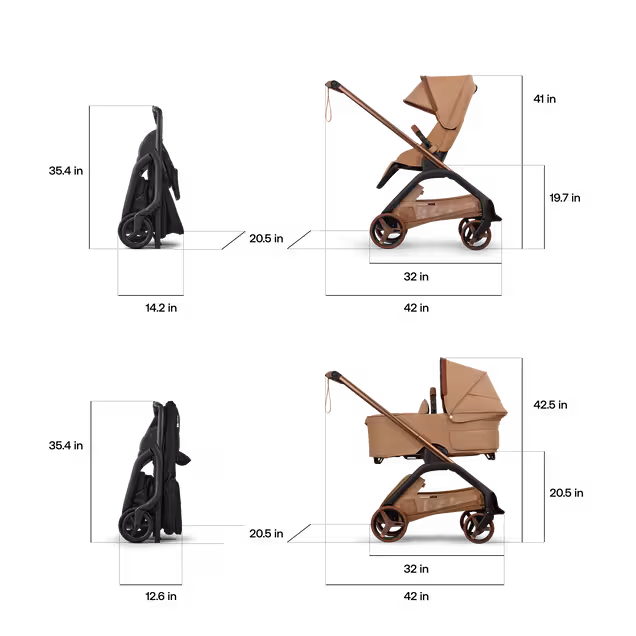 Bugaboo x Stella McCartney  Dragonfly Plus 2-in-1 stroller tobacco brown base, tobacco brown fabrics, tobacco brown sun canopy - Main Image Slide 8 of 12
