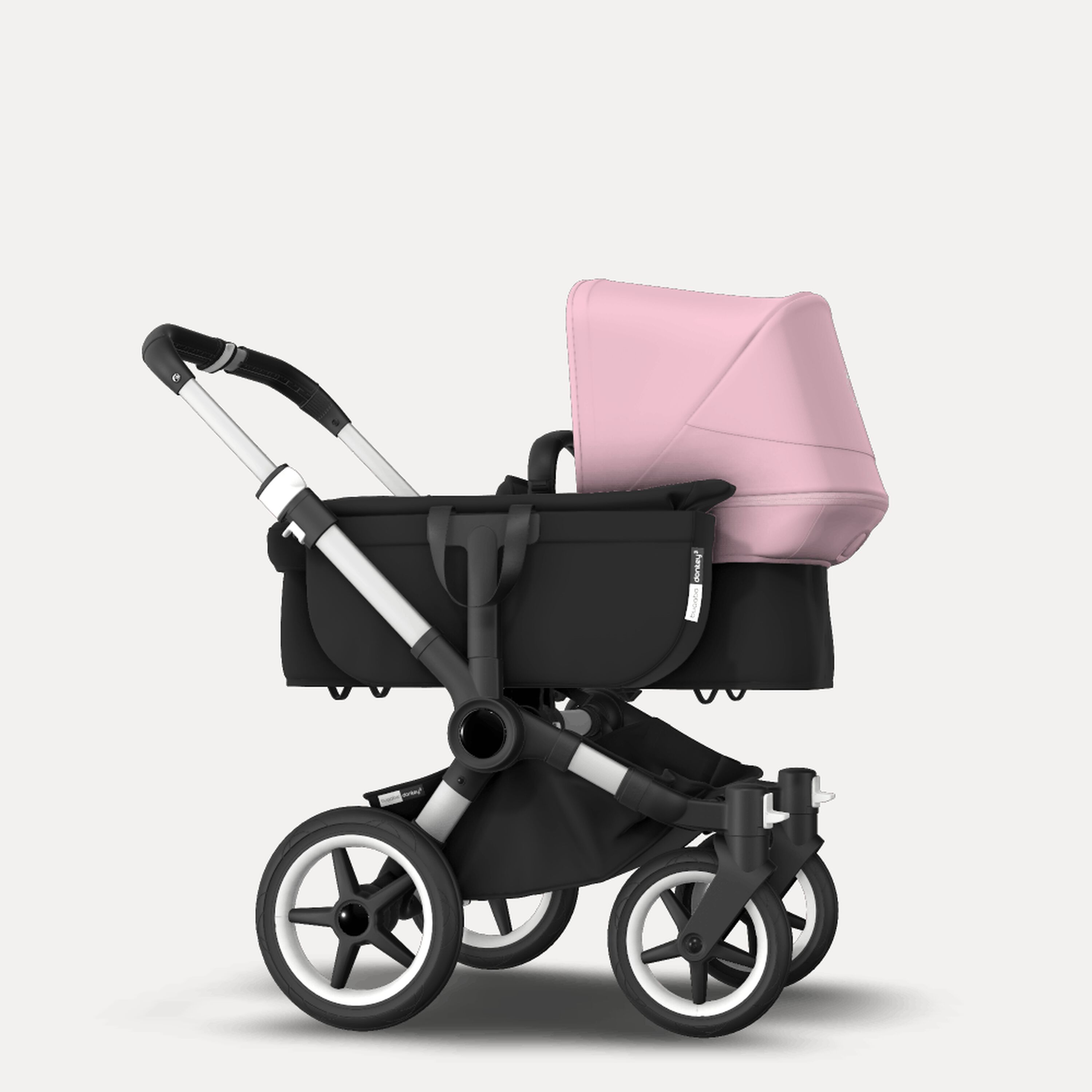 Bugaboo Donkey 3 Mono seat and bassinet stroller soft pink sun canopy, black fabrics, aluminium base - Main Modal Image Slide 4 of 10