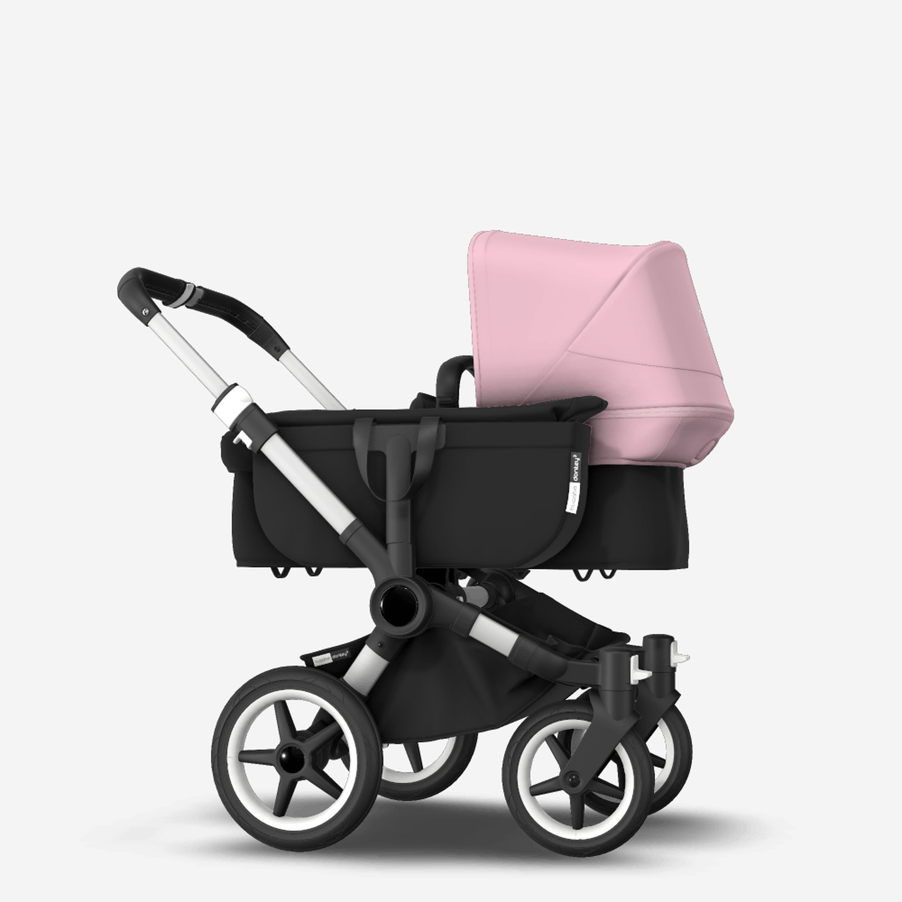 Bugaboo Donkey 3 Mono seat and bassinet stroller soft pink sun canopy, black fabrics, aluminium base - Main Modal Image Slide 4 of 10