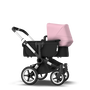 Bugaboo Donkey 3 Mono seat and bassinet stroller soft pink sun canopy, black fabrics, aluminium base - Thumbnail Slide 4 of 10