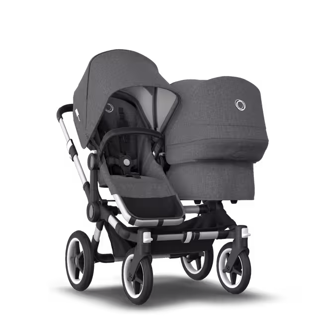 Bugaboo Donkey 3 Duo travel system grey melange sun canopy, grey melange fabrics, aluminium base - Main Image Slide 12 of 14