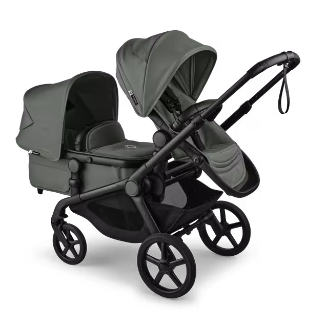 Bugaboo Kangaroo tandem pram black base, forest green fabrics, forest green sun canopy - Main Image Slide 3 of 12