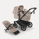 Bugaboo Donkey 6 2-in-1  pushchair black base, desert taupe melange fabrics, desert taupe melange sun canopy
