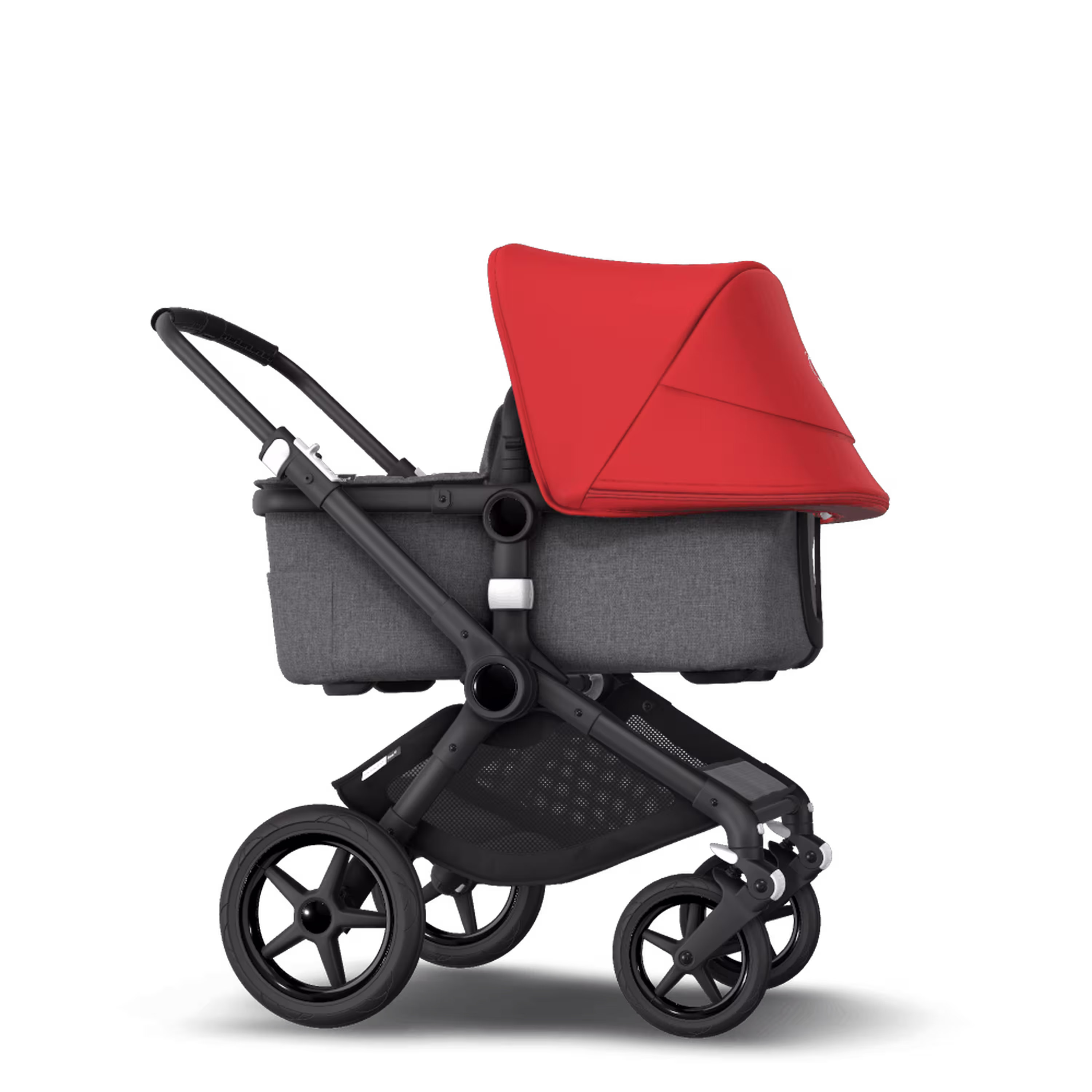 Bugaboo Fox 2 seat and bassinet stroller red sun canopy, grey melange fabrics, black base - Main Modal Image Slide 4 of 10