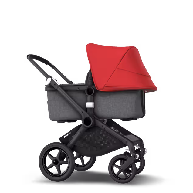 Bugaboo Fox 2 seat and bassinet stroller red sun canopy, grey melange fabrics, black base - Main Image Slide 4 of 10