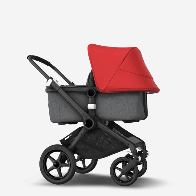 Bugaboo Fox 2 seat and bassinet stroller red sun canopy, grey melange fabrics, black base - Main Image Slide 4 of 10