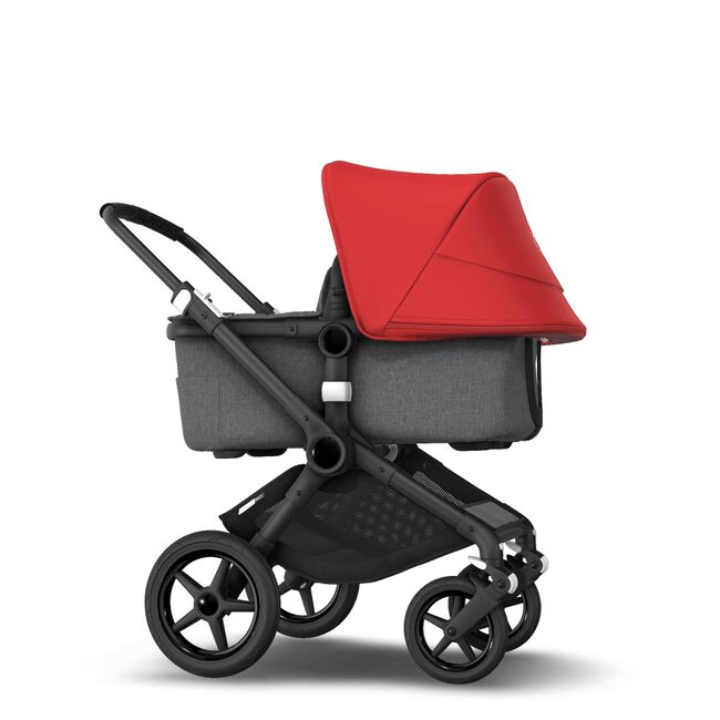 Bugaboo Fox 2 seat and bassinet stroller red sun canopy, grey melange fabrics, black base - Main Image Slide 4 van 10