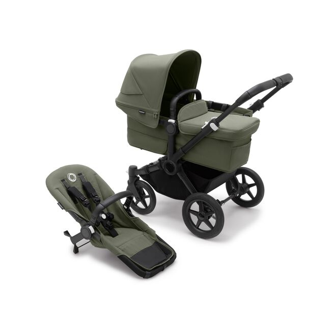 Bugaboo Donkey 5 Mono bassinet and seat stroller black base, forest green fabrics, forest green sun canopy - Main Image Slide 1 of 13