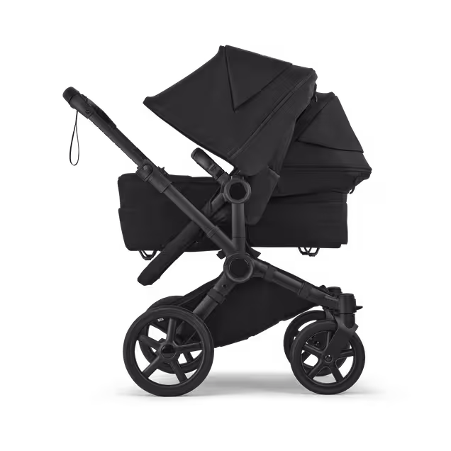 Bugaboo Donkey 6 double stroller black base, heritage black fabrics, heritage black sun canopy - Main Image Slide 3 of 9