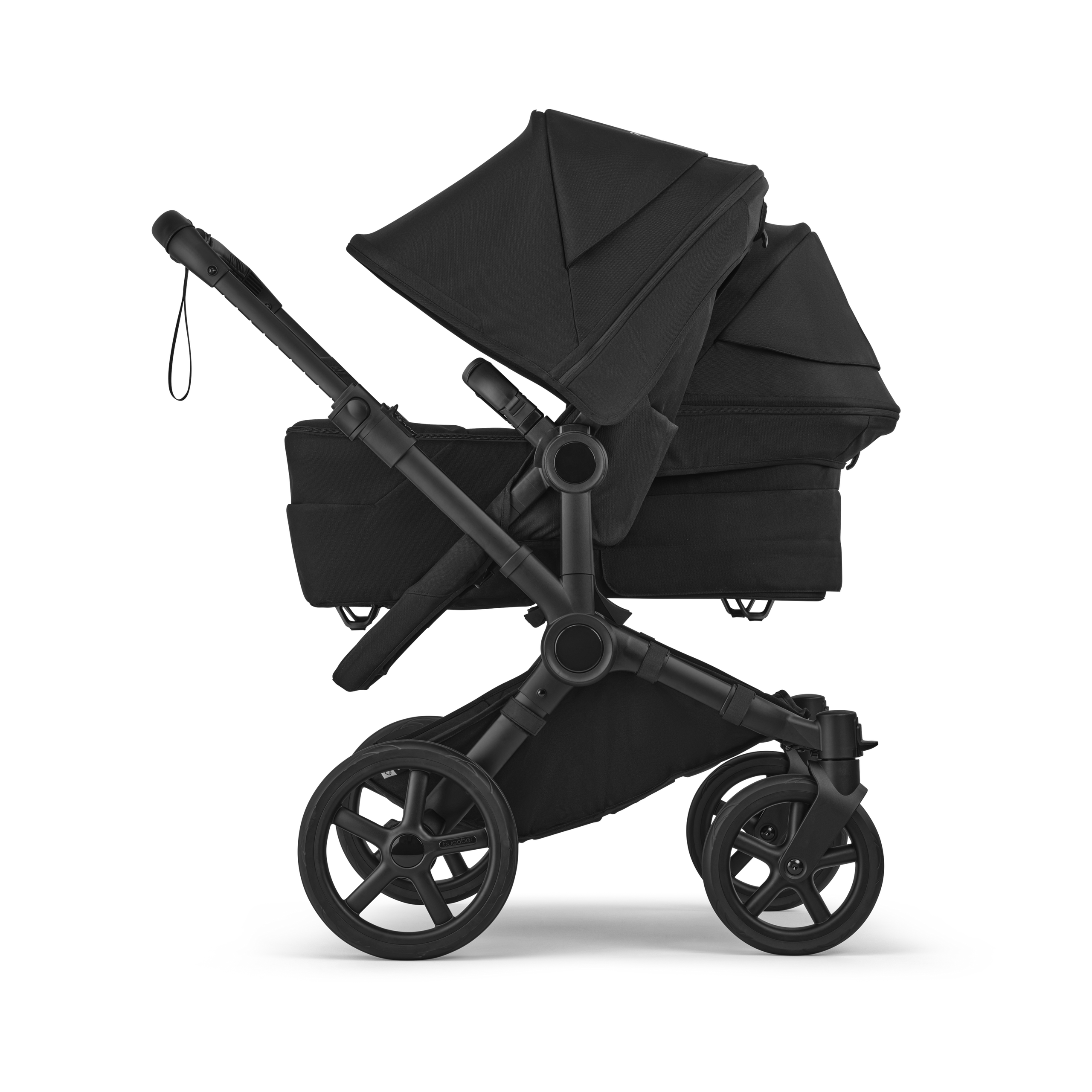 Bugaboo Donkey 6 double stroller black base, heritage black fabrics, heritage black sun canopy - Thumbnail Slide 3 of 9