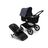 Bugaboo Fox 3 bassinet and seat stroller black base, midnight black fabrics, stormy blue sun canopy - Thumbnail Slide 1 of 7
