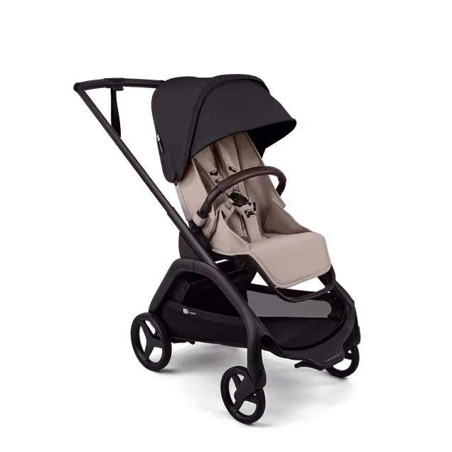 Bugaboo Dragonfly Plus seat stroller black base, desert taupe fabrics, heritage black sun canopy - Main Image Slide 1 of 11