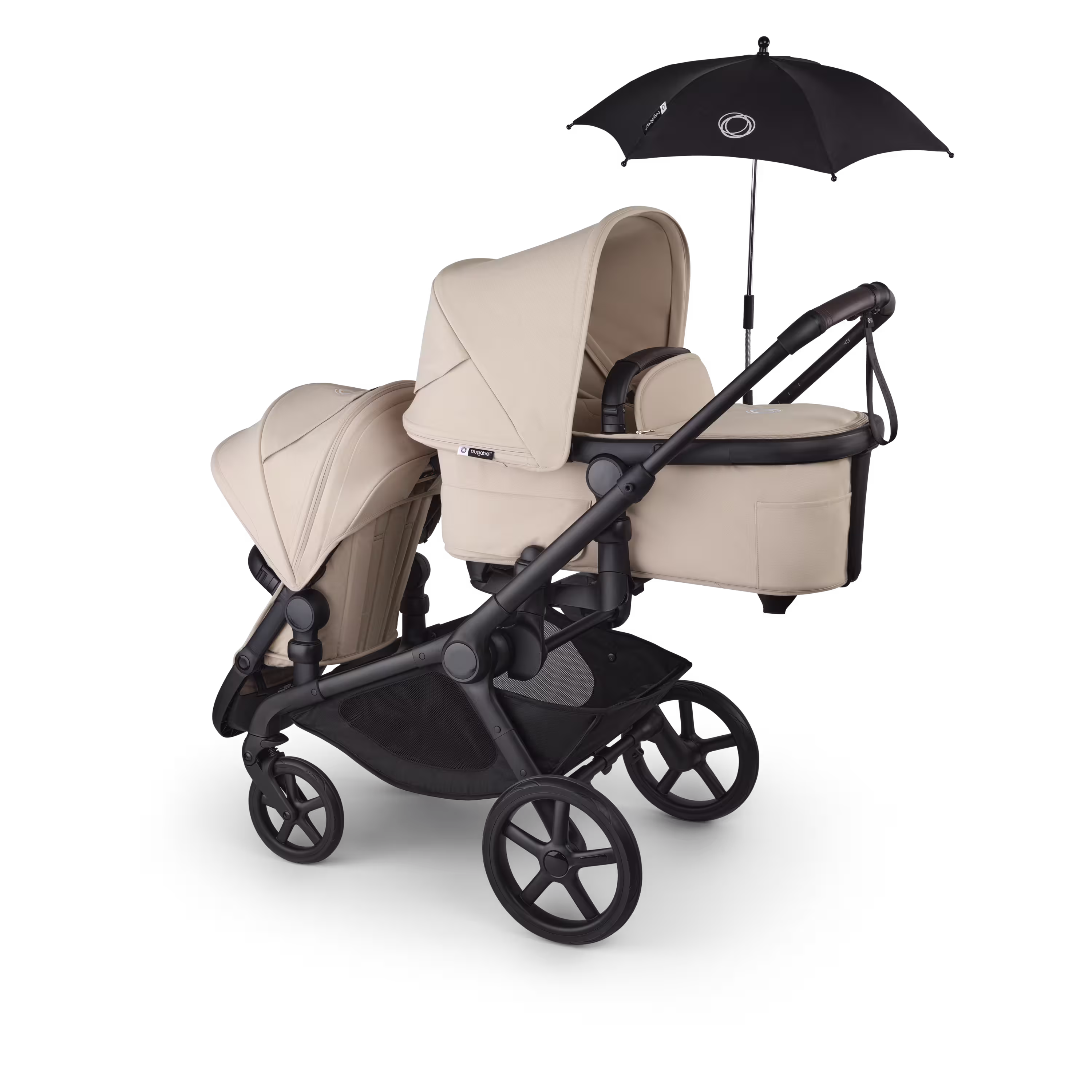 Bugaboo Kangaroo tandem pram black base, forest green fabrics, forest green sun canopy - Main Modal Image Slide 11 of 12