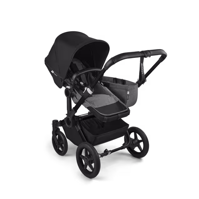 Bugaboo Donkey 5 Mono 2-in-1 stroller black base, grey mélange fabrics, midnight black sun canopy - Main Image Slide 2 of 11
