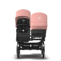 Bugaboo Donkey 5 Duo bassinet and seat stroller graphite base, midnight black fabrics, morning pink sun canopy - Thumbnail Slide 2 of 12