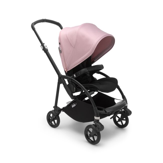 Bugaboo Bee 6 seat stroller soft pink sun canopy, black fabrics, black chassis - Main Image Slide 1 of 7