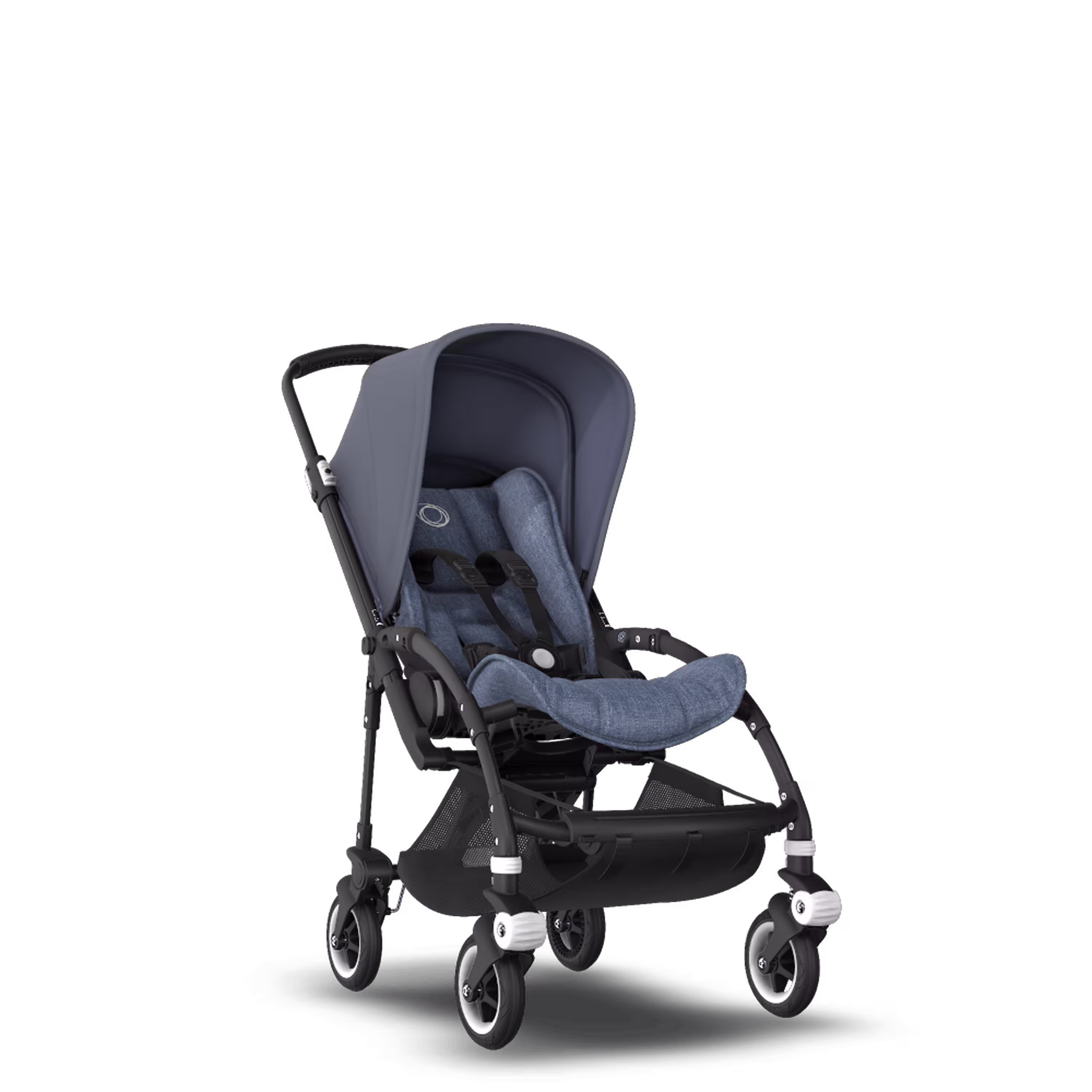 PP Bugaboo Bee 5 seat stroller steel blue sun canopy, blue melange fabrics, black base - Main Modal Image Slide 2 of 6
