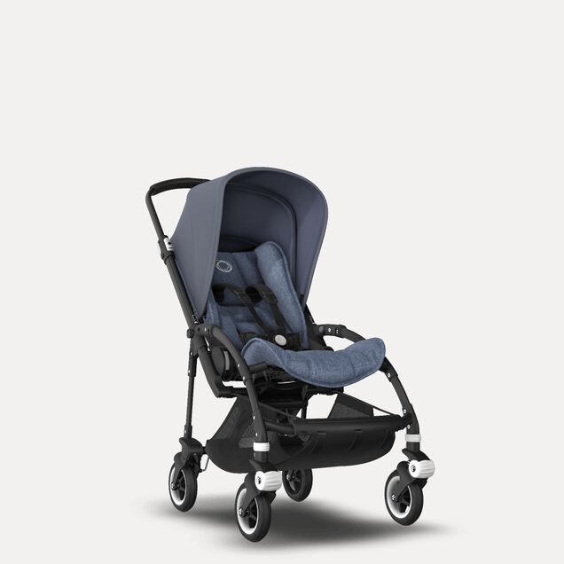 PP Bugaboo Bee 5 seat stroller steel blue sun canopy, blue melange fabrics, black base - Main Image Slide 2 of 6