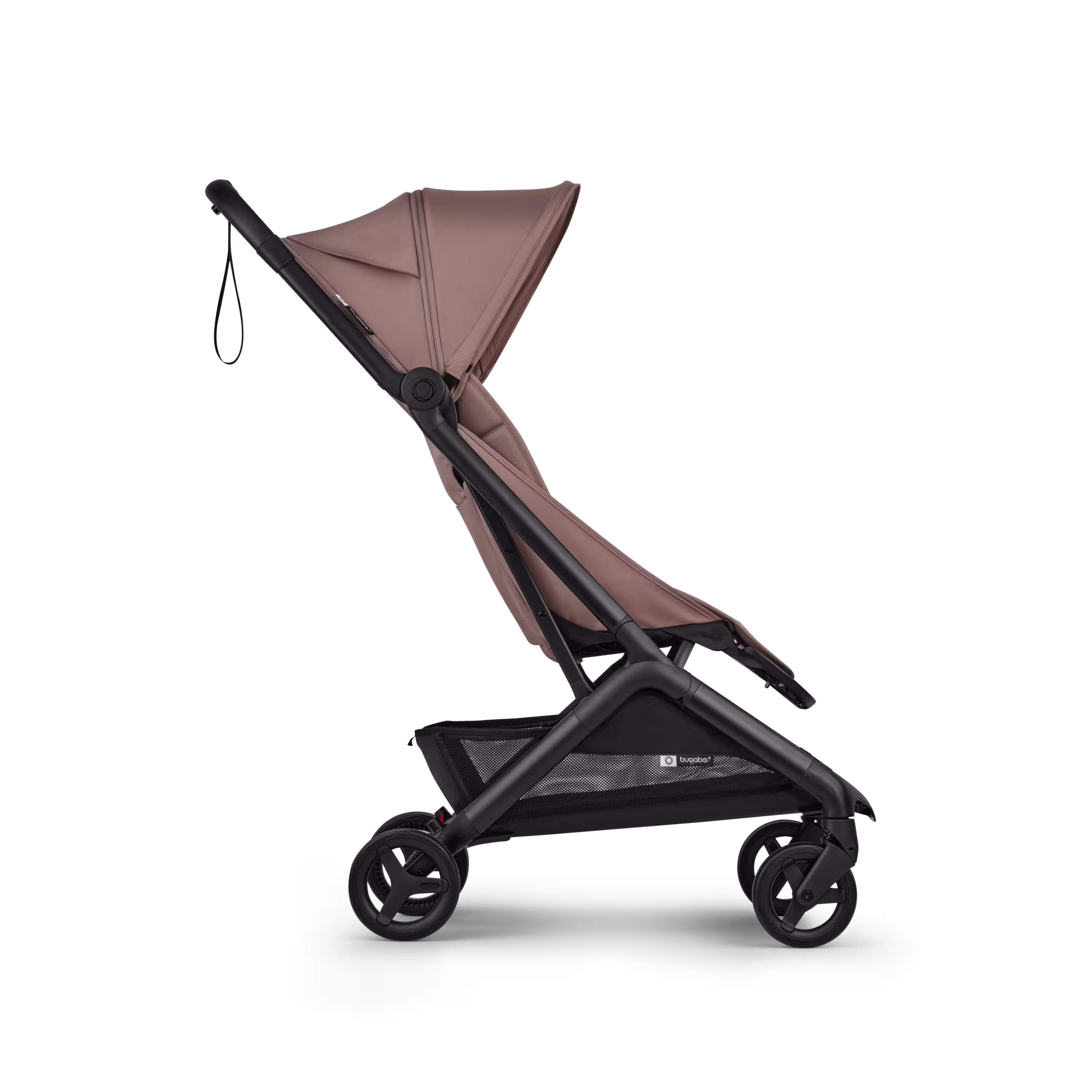 Bugaboo Butterfly 2 travel pram black base, dusty pink fabrics, dusty pink sun canopy  - Main Modal Image Slide 2 of 8