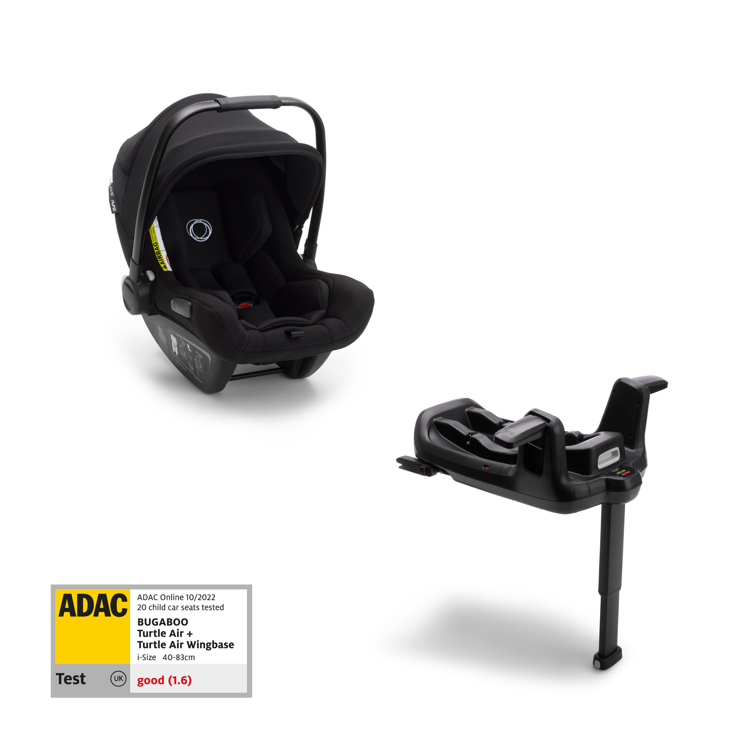 Bugaboo Turtle air by Nuna 2020 car seat UK BLACK with Isofix wingbase - Thumbnail Slide 1 of 4