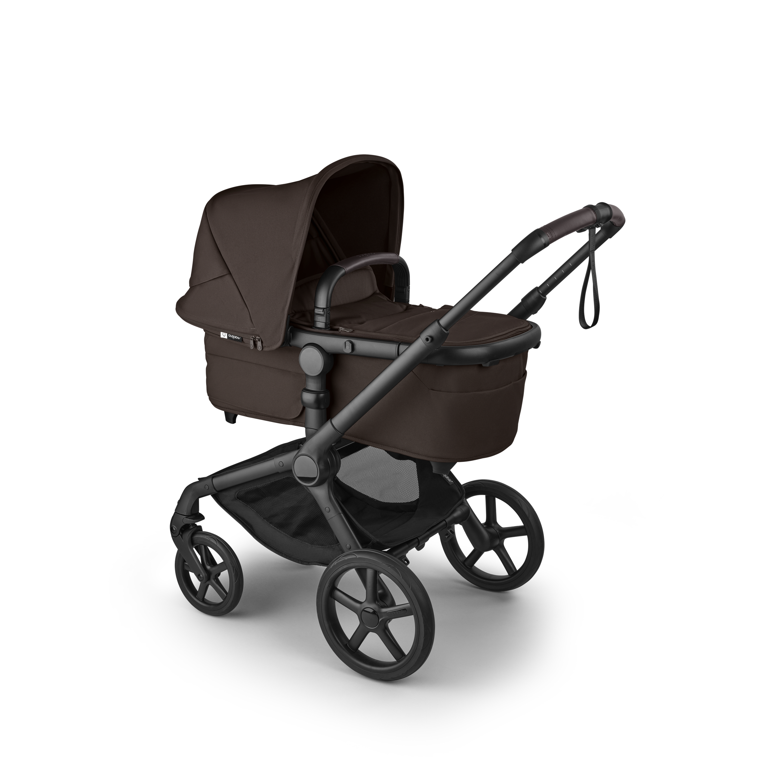Bugaboo Fox 5 Renew 2-in-1 stroller black base, cocoa brown fabrics, cocoa brown sun canopy - Thumbnail Slide 2 of 12