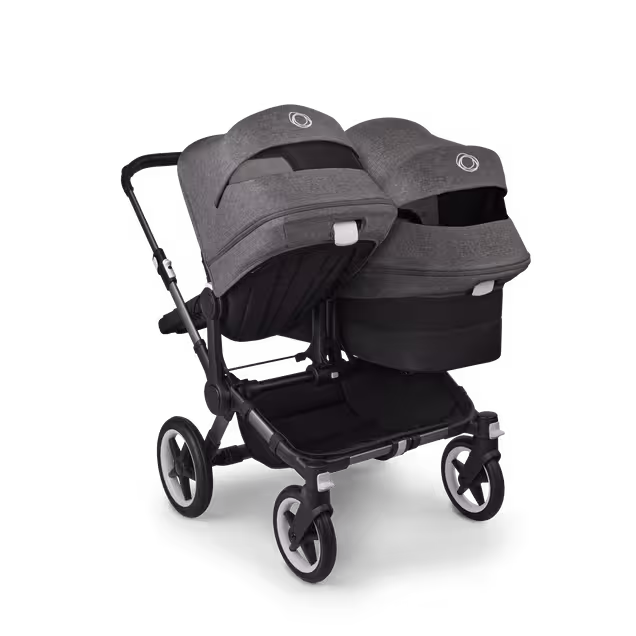 Bugaboo Donkey 5 Duo double stroller graphite base, midnight black fabrics, grey mélange sun canopy - Main Image Slide 4 of 11