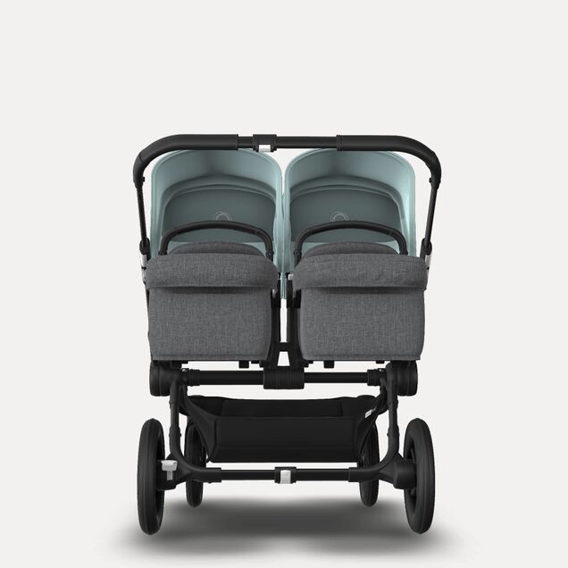 Bugaboo Donkey 3 Twin seat and carrycot pushchair vapor blue sun canopy, grey melange fabrics, black base - Main Image Slide 3 of 9