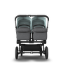Bugaboo Donkey 3 Twin seat and carrycot pushchair vapor blue sun canopy, grey melange fabrics, black base - Thumbnail Slide 3 of 9