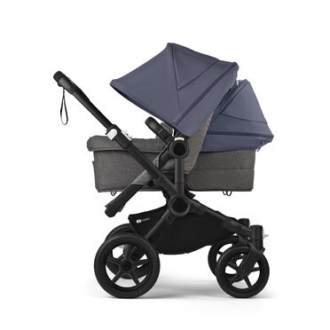 Bugaboo Donkey 5 Duo double stroller black base, grey mélange fabrics, stormy blue sun canopy - view 2