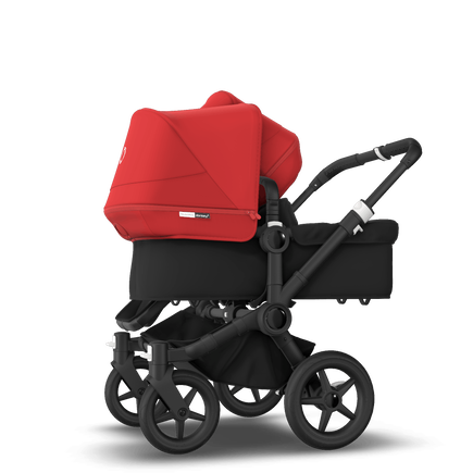 Bugaboo Donkey 3 Duo seat and bassinet stroller red sun canopy, black fabrics, black base - view 2