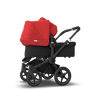 Bugaboo Donkey 3 Duo seat and bassinet stroller red sun canopy, black fabrics, black base - Thumbnail Slide 2 of 5