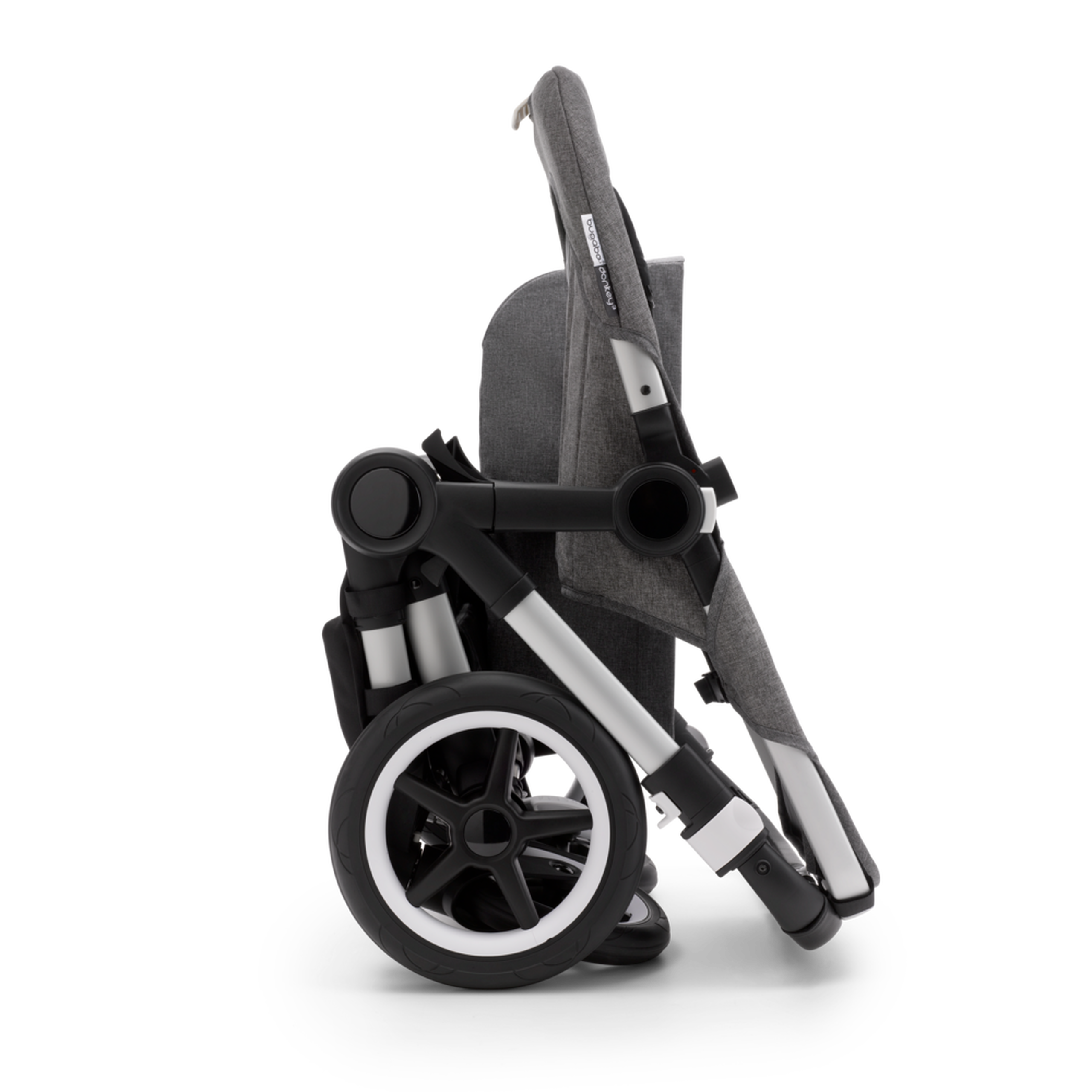Bugaboo Donkey 3 Twin seat and carrycot pushchair soft pink sun canopy, grey melange fabrics, aluminium base - Thumbnail Slide 9 of 9