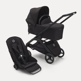 Bugaboo Dragonfly 2-in-1 stroller black base, midnight black fabrics, midnight black sun canopy