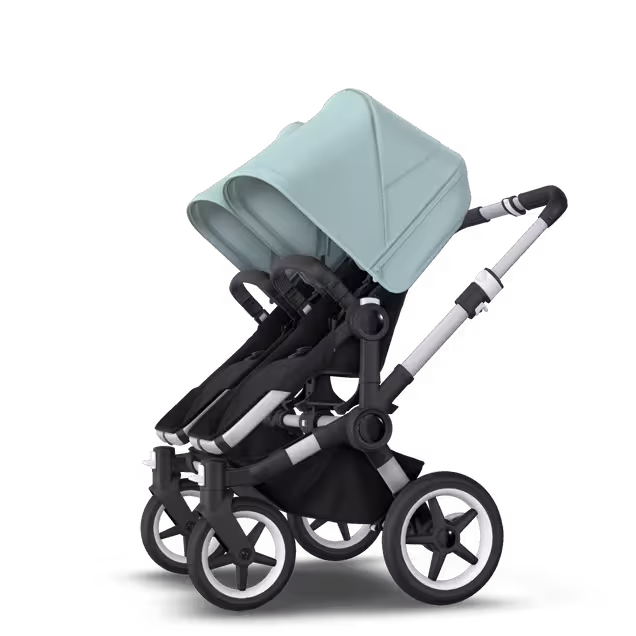Bugaboo Donkey 3 Twin seat and bassinet stroller vapor blue sun canopy, black fabrics, aluminium base - Main Image Slide 6 of 9