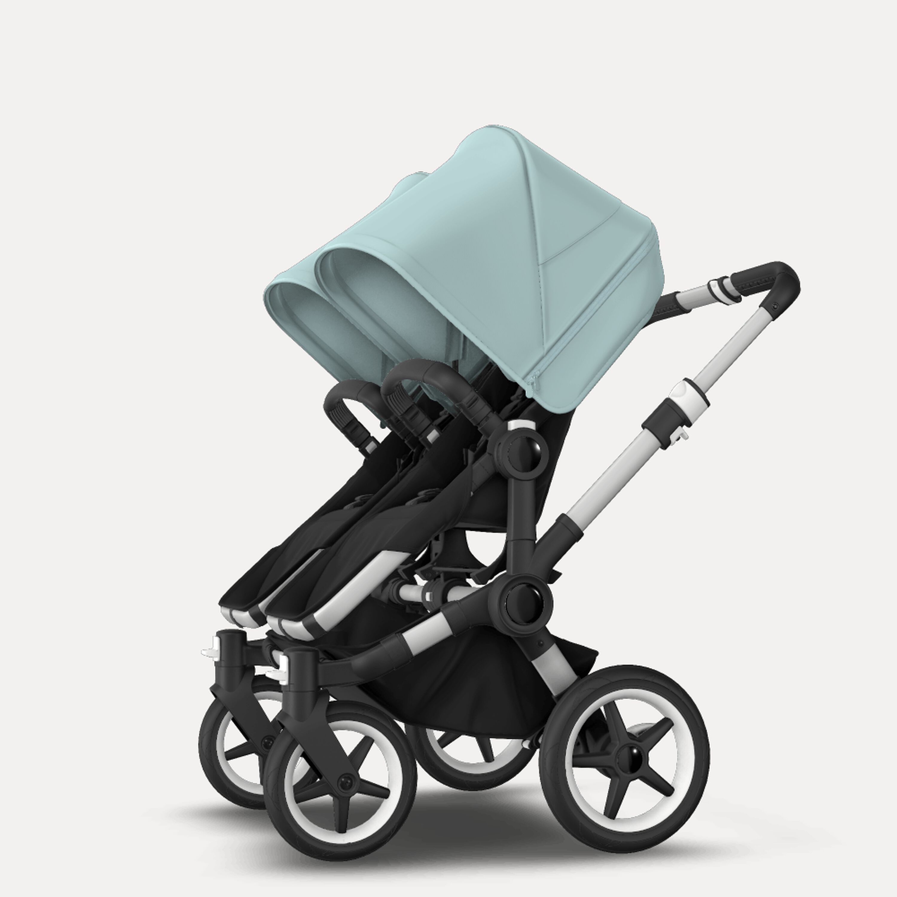 Bugaboo Donkey 3 Twin seat and bassinet stroller vapor blue sun canopy, black fabrics, aluminium base - Main Modal Image Slide 6 van 9