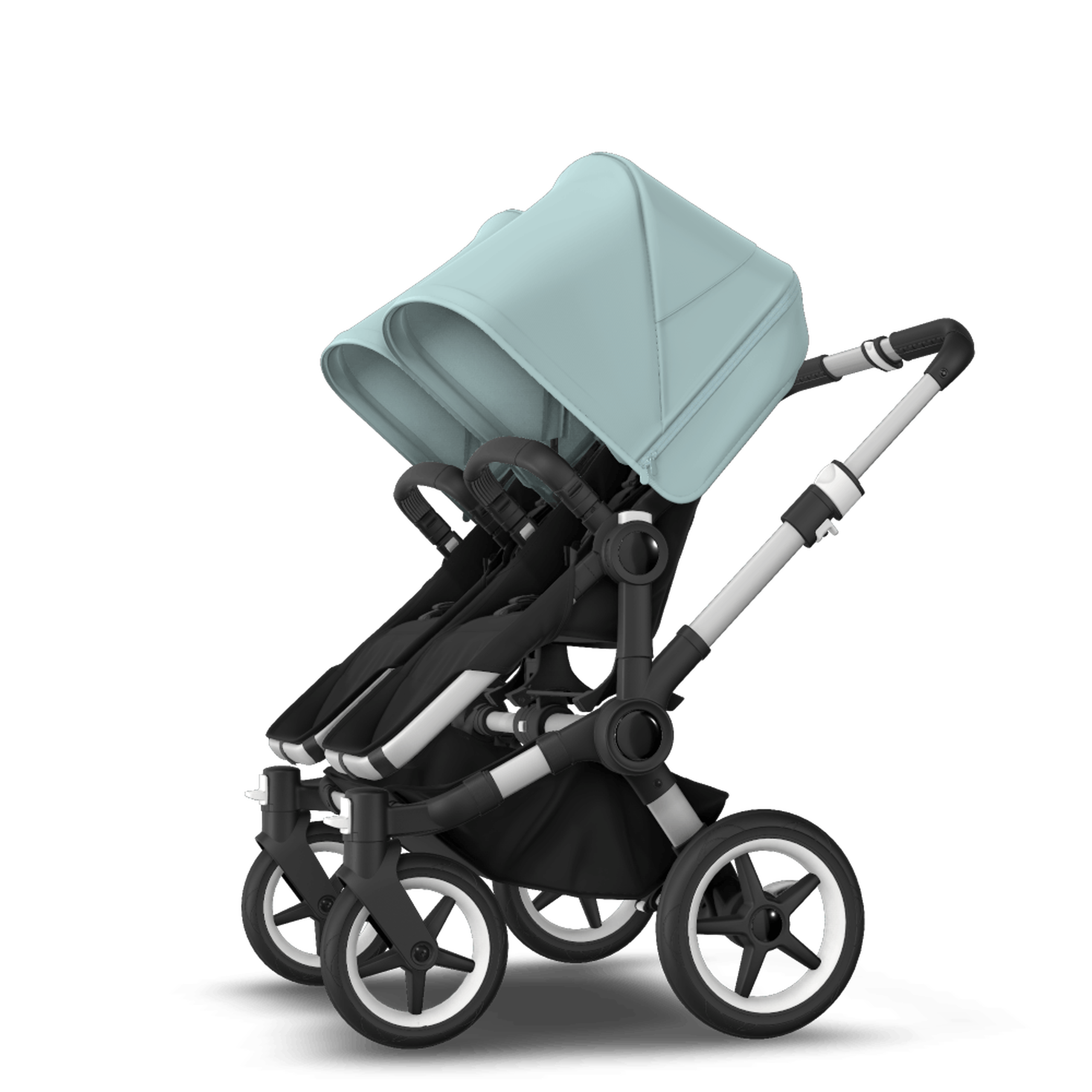Bugaboo Donkey 3 Twin seat and bassinet stroller vapor blue sun canopy, black fabrics, aluminium base - Thumbnail Slide 6 of 9