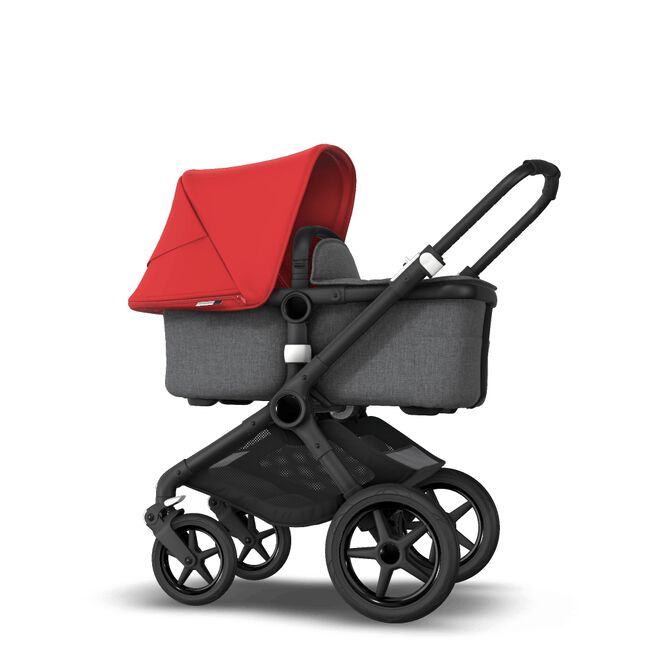 Fox 2 Seat and Bassinet Stroller Red sun canopy, Grey Melange style set, Black chassis - Main Image Slide 3 of 8