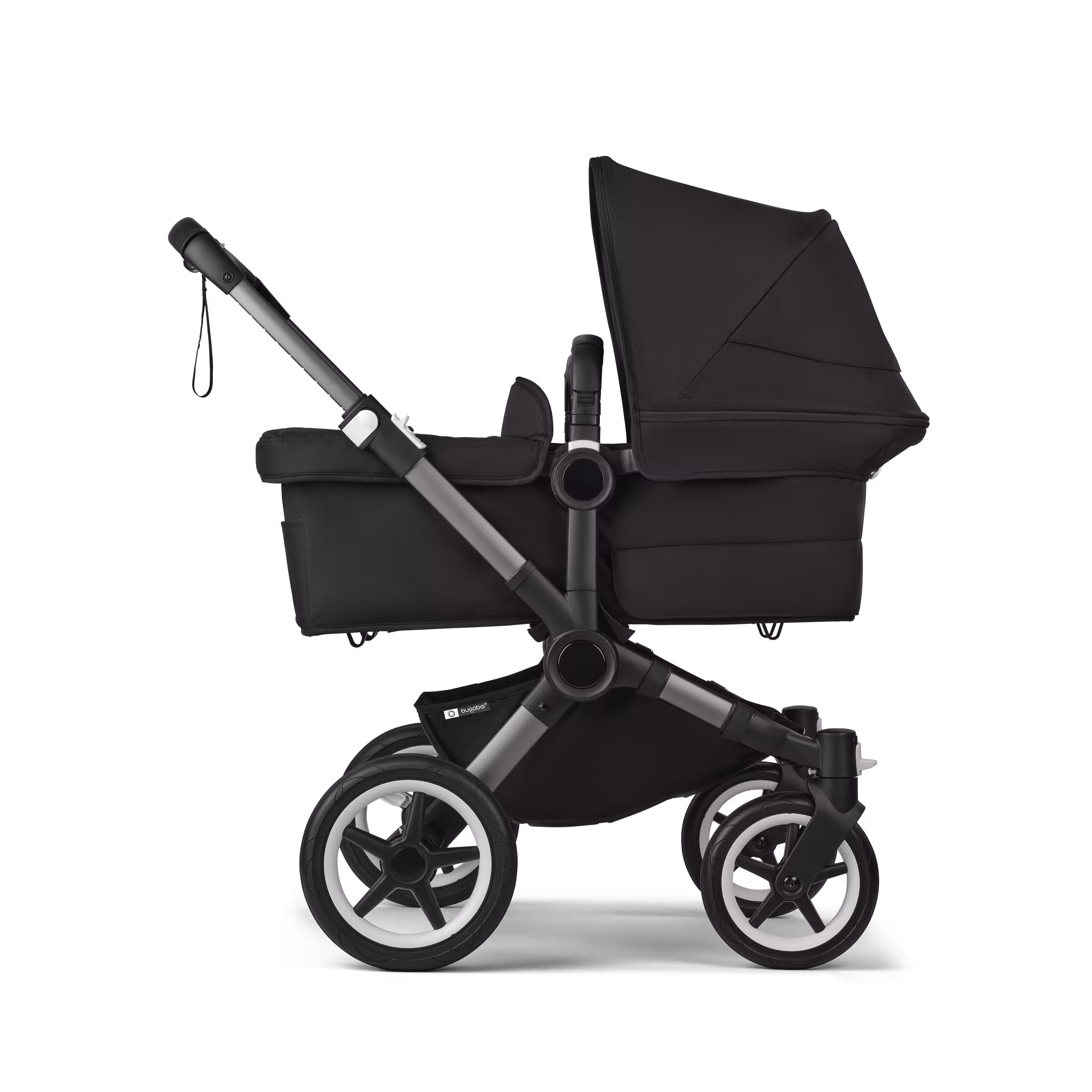 Bugaboo Donkey 5 twin stroller graphite base, midnight black fabrics, midnight black sun canopy - Main Modal Image Slide 2 of 12