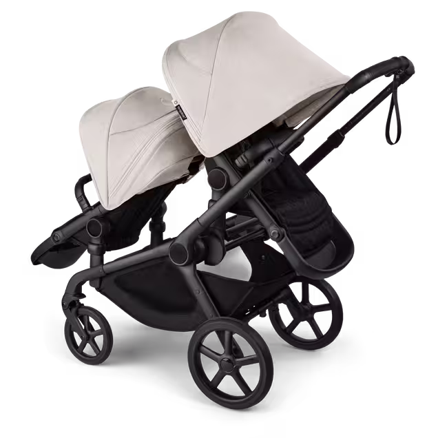 Bugaboo Kangaroo tandem stroller black base, midnight black fabrics, misty white sun canopy - Main Image Slide 5 of 18