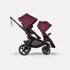 Bugaboo Kangaroo Double bassinet and seat pram black base, dark cherry red fabrics, dark cherry red sun canopy
