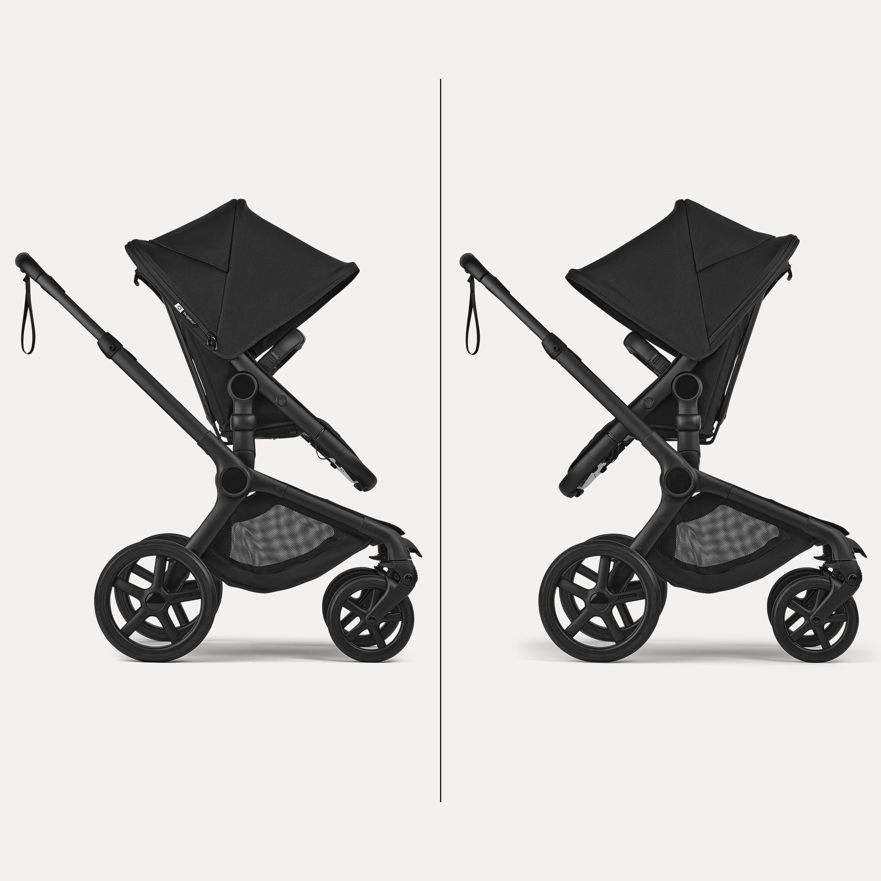 The Bugaboo Fox 5 Renew's reversible seat in two positions: facing parents or facing the world. - Main Modal Image Slide 7 of 12