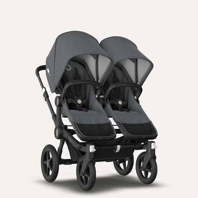 Bugaboo Donkey 3 Twin travel system grey melange sun canopy, grey melange fabrics, black base - Main Image Slide 11 of 18