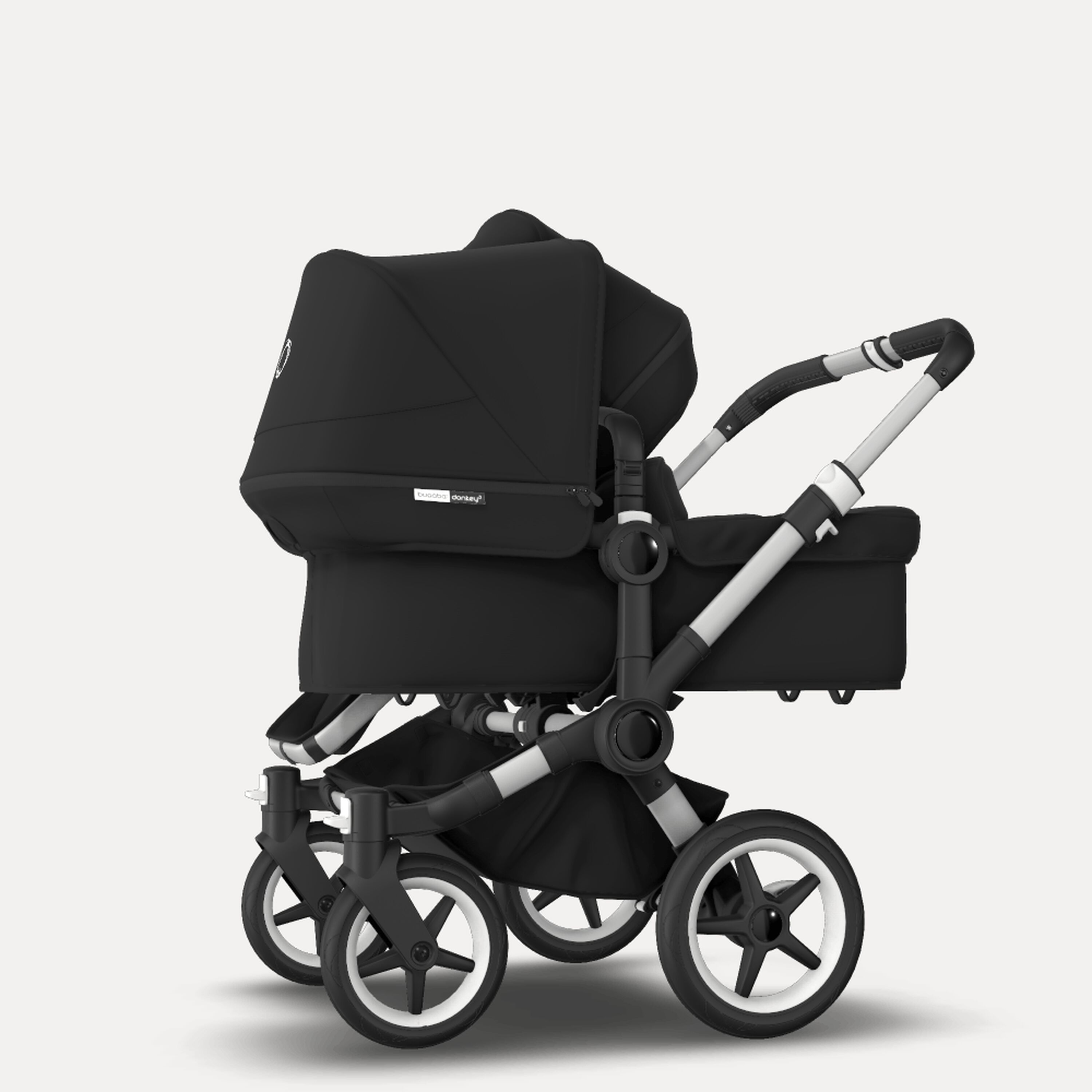 Bugaboo Donkey 3 Duo travel system black sun canopy, black fabrics, aluminium base - Main Modal Image Slide 9 of 11